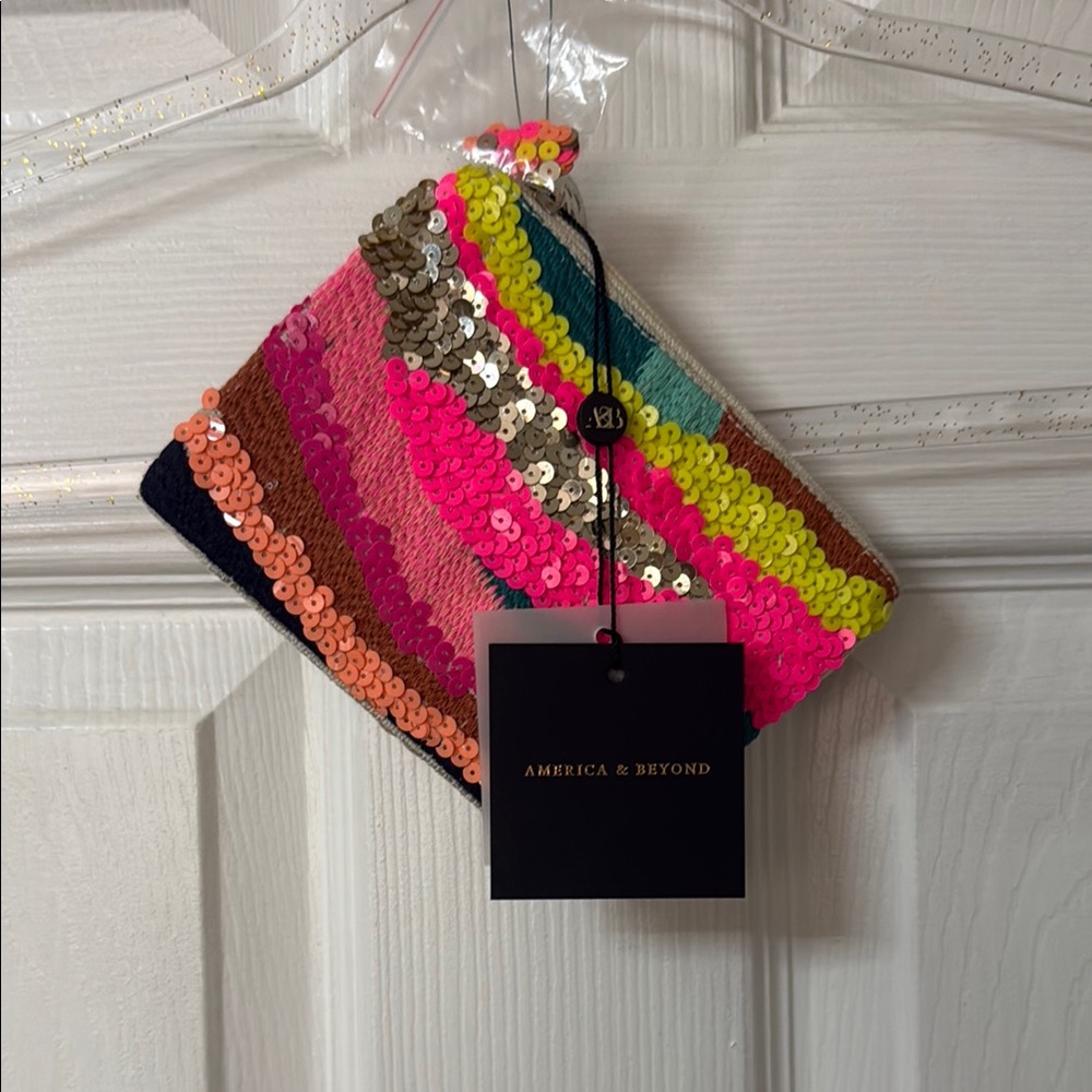 America & Beyond Sequin Clutch